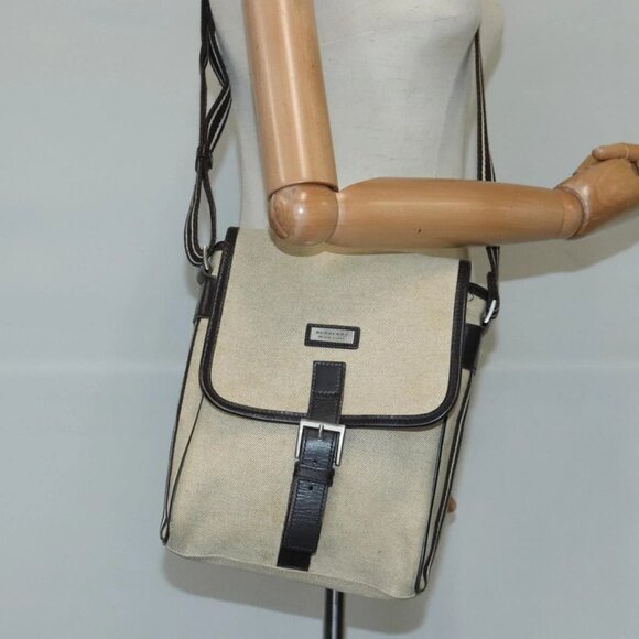 BURBERRY Shoulder Bag Canvas Beige Auth